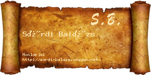 Sárdi Balázs névjegykártya
